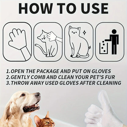 18pcs Pet Glove Wipes for Dogs & Cats, Pet Grooming Wipes, Cleaning Deodorizing Wipes, Outdoor Activities and Inconvenient Bath