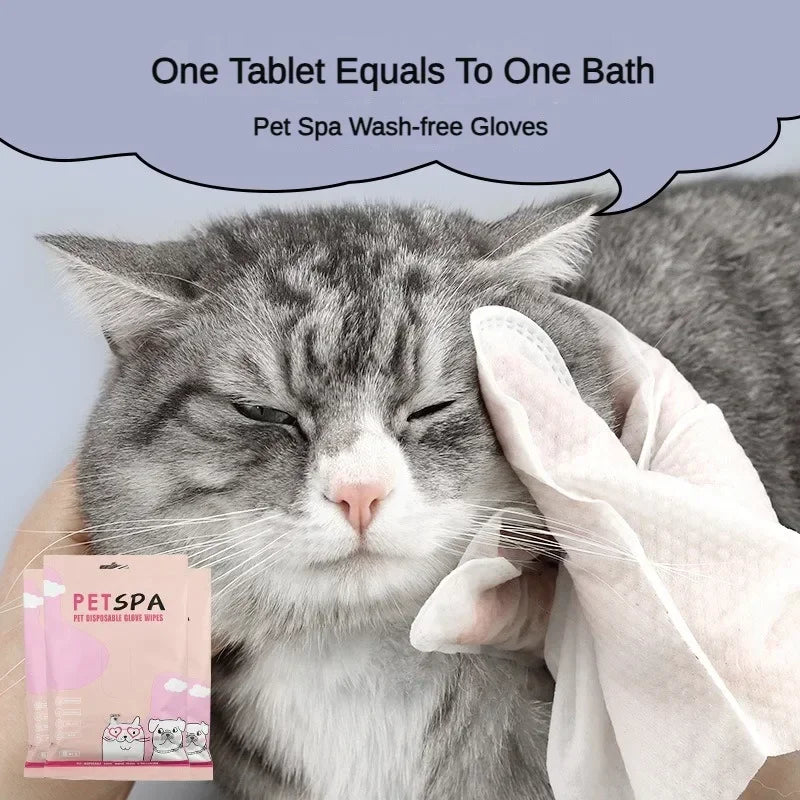 6pcs Pet Disposable Gloves Cat Dog Wipes No Rinse Washing Gloves Grooming Pet Cat Dog Ear Eye Cleaning Deodorizing Gloves Wipes