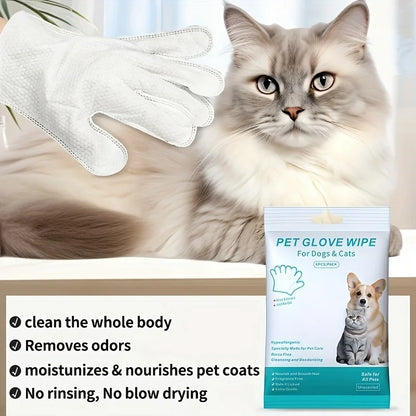 18pcs Pet Glove Wipes for Dogs & Cats, Pet Grooming Wipes, Cleaning Deodorizing Wipes, Outdoor Activities and Inconvenient Bath